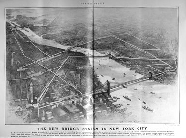 <em>"The new bridge system in New York City"</em>. Printed material. Brooklyn Museum. (PER_Harpers_Weekly_1903_v2_p1666-1667.jpg