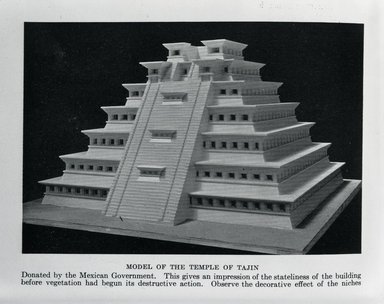 <em>"Model of the Temple of Tajin."</em>, 1931. Bw negative 4x5in. Brooklyn Museum. (Photo: Brooklyn Museum, PER_Natural_History_1931_no31_p534_Model_of_the_Temple_of_Tajin.jpg