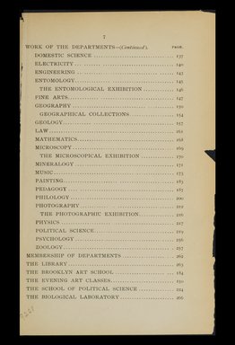 <em>"Table of contents."</em>, 1896-1897. Printed material. Brooklyn Museum, METRO 2015 Brooklyn Institute Bulletin project. (Photo: Brooklyn Museum, PER_Yearbook_of_the_Brooklyn_Institute_of_Arts_and_Sciences_1896-1897_v09_p025.jpg