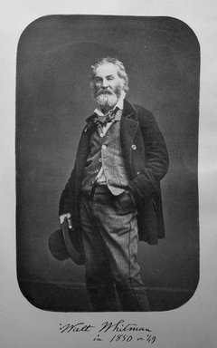 <em>"Walt Whitman in 1850 or '49"</em>, 1849/50?. b/w negative, 4x5in. Brooklyn Museum. (PS3201_1900_Whitman_opposite_p117_bw.jpg