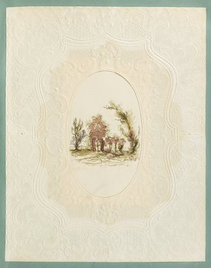 <em>"Algae or seaweed specimen, pasted on colored construction paper, framed by paper lace doilies. The algae have been arranged into designs and scenes."</em>, 1848. Printed material. Brooklyn Museum. (Photo: Brooklyn Museum, QK567_Se1_Sea_Weeds_p012_PS4.jpg