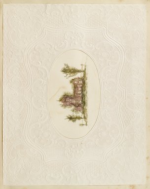 <em>"Algae or seaweed specimen, pasted on colored construction paper, framed by paper lace doilies. The algae have been arranged into designs and scenes."</em>, 1848. Printed material. Brooklyn Museum. (Photo: Brooklyn Museum, QK567_Se1_Sea_Weeds_p022_PS4.jpg