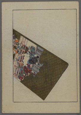 <em>"Japanese toys, from Unai no tomo (A Child's Friends) by Shimizu Seifu, 1891-1923. Hanetsuki paddle with theatrical scene."</em>. Printed material, 6 x 10 in. Brooklyn Museum. (Photo: Brooklyn Museum, S01_07.03.009_Japanese_084_PS4.jpg