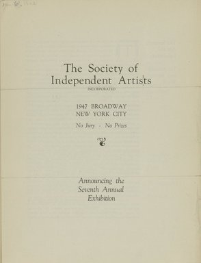 <em>"Front cover."</em>, 1922. Printed material. Brooklyn Museum, NYARC Documenting the Gilded Age phase 2. (Photo: New York Art Resources Consortium, S01_1.4.038_0001.jpg