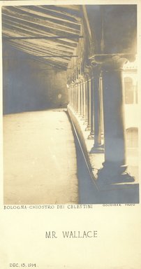 <em>"Cloister of the Celestines [revised: Cloister of Santo Stefano Basilica], Bologna, Italy, 1914"</em>, 1914. Bw photographic print. Brooklyn Museum, Goodyear. (Photo: Brooklyn Museum, S03i0073v01.jpg