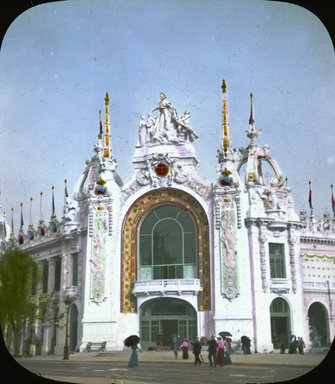 <em>"Paris Exposition: Palace of Decorative Arts, Paris, France, 1900"</em>, 1900. Lantern slide 3.25x4in, 3.25 x 4 in. Brooklyn Museum, Goodyear. (Photo: Brooklyn Museum, S03i1415l01.jpg