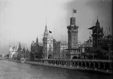 <em>"Paris Exposition: Quai des Nations, Monaco Pavilion and Swedish Pavilion, Paris, France, 1900"</em>, 1900. Glass negative 5x7in, 5 x 7 in. Brooklyn Museum, Goodyear. (Photo: Brooklyn Museum, S03i1461n01a.jpg