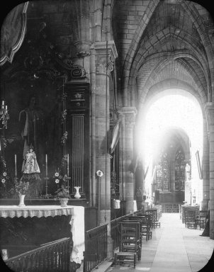 <em>"Cathedral interior, France [?], n.d."</em>. Lantern slide 3.25x4in, 3.25 x 4 in. Brooklyn Museum, Goodyear. (Photo: Brooklyn Museum, S03i1869l01.jpg