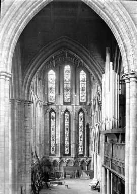 <em>"Church interior, n.d."</em>. Lantern slide 3.25x4in, 3.25 x 4 in. Brooklyn Museum, Goodyear. (Photo: Brooklyn Museum, S03i1899l01.jpg