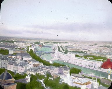 <em>"Paris Exposition: aerial view, Paris, France, 1900"</em>, 1900. Lantern slide 3.25x4in, 3.25 x 4 in. Brooklyn Museum, Goodyear. (Photo: Brooklyn Museum, S03i1919l01.jpg