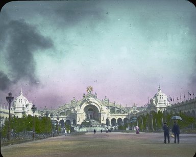 <em>"Paris Exposition: Champ de Mars and Chateau of Water and Palace of Electricity, Paris, France, 1900"</em>, 1900. Lantern slide 3.25x4in, 3.25 x 4 in. Brooklyn Museum, Goodyear. (Photo: Brooklyn Museum, S03i1943l01.jpg