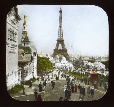 <em>"Paris Exposition: Champ de Mars and Eiffel Tower, Paris, France, 1900"</em>, 1900. Lantern slide 3.25x4in, 3.25 x 4 in. Brooklyn Museum, Goodyear. (Photo: Brooklyn Museum, S03i1944l01_SL1.jpg