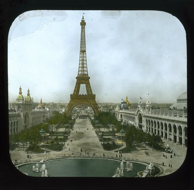 <em>"Paris Exposition: Champ de Mars and Eiffel Tower, Paris, France, 1900"</em>, 1900. Lantern slide 3.25x4in, 3.25 x 4 in. Brooklyn Museum, Goodyear. (Photo: Brooklyn Museum, S03i1947l01_SL1.jpg