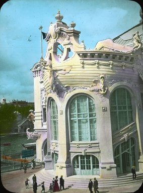 <em>"Paris Exposition: Commercial Navigation Building, Paris, France, 1900"</em>, 1900. Lantern slide 3.25x4in, 3.25 x 4 in. Brooklyn Museum, Goodyear. (Photo: Brooklyn Museum, S03i1950l01.jpg