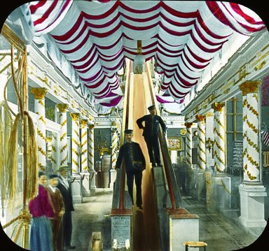 <em>"Paris Exposition: Commercial Navigation Building, United States Section, Paris, France, 1900"</em>, 1900. Lantern slide 3.25x4in, 3.25 x 4 in. Brooklyn Museum, Goodyear. (Photo: Brooklyn Museum, S03i1952l01.jpg