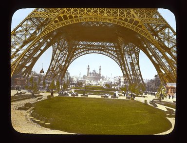 <em>"Paris Exposition: Eiffel Tower and Trocadero, Paris, France, 1900"</em>, 1900. Lantern slide 3.25x4in, 3.25 x 4 in. Brooklyn Museum, Goodyear. (Photo: Brooklyn Museum, S03i1969l01_SL1.jpg
