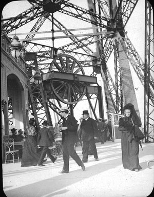 <em>"Paris Exposition: Eiffel Tower Restaurant, Paris, France, 1900"</em>, 1900. Lantern slide 3.25x4in, 3.25 x 4 in. Brooklyn Museum, Goodyear. (Photo: Brooklyn Museum, S03i1970l01.jpg