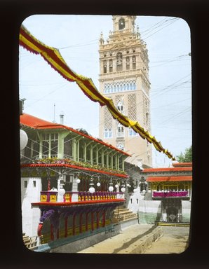 <em>"Paris Exposition: Giralda Tower of Seville, Paris, France, 1900"</em>, 1900. Lantern slide 3.25x4in, 3.25 x 4 in. Brooklyn Museum, Goodyear. (Photo: Brooklyn Museum, S03i1983l01_SL1.jpg