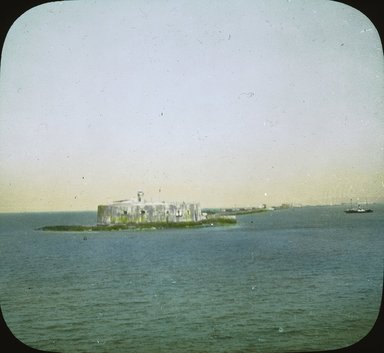 <em>"Paris Exposition: island with fort, Paris, France, 1900"</em>, 1900. Lantern slide 3.25x4in, 3.25 x 4 in. Brooklyn Museum, Goodyear. (Photo: Brooklyn Museum, S03i1999l01.jpg