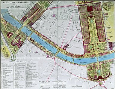 <em>"Paris Exposition: map, Paris, France, 1900"</em>, 1900. Lantern slide 3.25x4in, 3.25 x 4 in. Brooklyn Museum, Goodyear. (Photo: Brooklyn Museum, S03i2006l01.jpg