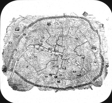 <em>"Paris Exposition: map, Paris, France, 1900"</em>, 1900. Lantern slide 3.25x4in, 3.25 x 4 in. Brooklyn Museum, Goodyear. (Photo: Brooklyn Museum, S03i2008l01.jpg