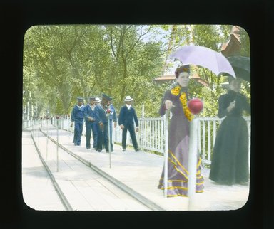 <em>"Paris Exposition: moving sidewalk, Paris, France, 1900"</em>, 1900. Lantern slide 3.25x4in, 3.25 x 4 in. Brooklyn Museum, Goodyear. (Photo: Brooklyn Museum, S03i2011l01_SL1.jpg