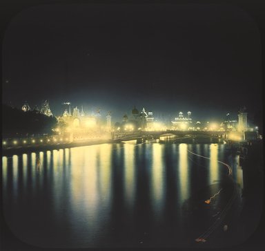 <em>"Paris Exposition: night view, Paris, France, 1900"</em>, 1900. Lantern slide 3.25x4in, 3.25 x 4 in. Brooklyn Museum, Goodyear. (Photo: Brooklyn Museum, S03i2012l01_SL1.jpg