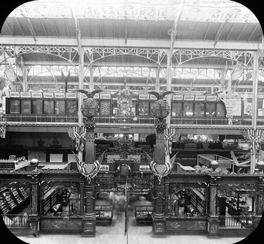 <em>"Paris Exposition: Palace of Metallurgy and Mines, United States Exhibit, Paris, France, 1900"</em>, 1900. Lantern slide 3.25x4in, 3.25 x 4 in. Brooklyn Museum, Goodyear. (Photo: Brooklyn Museum, S03i2032l01.jpg