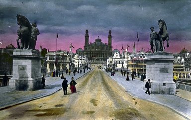 <em>"Paris Exposition: Pont d'Jena and Trocadero Palace, Paris, France, 1900"</em>, 1900. Lantern slide 3.25x4in, 3.25 x 4 in. Brooklyn Museum, Goodyear. (Photo: Brooklyn Museum, S03i2038l01.jpg