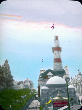 <em>"Paris Exposition: Quai d'Orsay, German Maritime Building, Paris, France, 1900"</em>, 1900. Lantern slide 3.25x4in, 3.25 x 4 in. Brooklyn Museum, Goodyear. (Photo: Brooklyn Museum, S03i2039l01.jpg