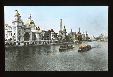 <em>"Paris Exposition: Quai des Nations, Ottoman Pavilion and United States Pavilion, Paris, France, 1900"</em>, 1900. Lantern slide 3.25x4in, 3.25 x 4 in. Brooklyn Museum, Goodyear. (Photo: Brooklyn Museum, S03i2040l01_SL1.jpg