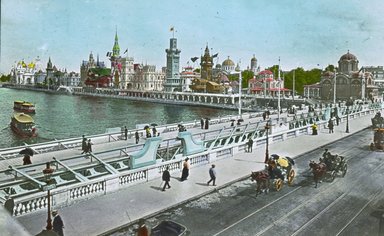 <em>"Paris Exposition: Quai des Nations, western section, Paris, France, 1900"</em>, 1900. Lantern slide 3.25x4in, 3.25 x 4 in. Brooklyn Museum, Goodyear. (Photo: Brooklyn Museum, S03i2042l01.jpg