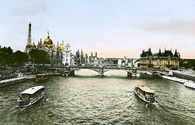 <em>"Paris Exposition: Seine River, Paris, France, 1900"</em>, 1900. Lantern slide 3.25x4in, 3.25 x 4 in. Brooklyn Museum, Goodyear. (Photo: Brooklyn Museum, S03i2048l01_SL1.jpg