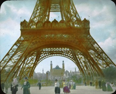 <em>"Paris Exposition: Trocadero and Eiffel Tower, Paris, France, 1900"</em>, 1900. Lantern slide 3.25x4in, 3.25 x 4 in. Brooklyn Museum, Goodyear. (Photo: Brooklyn Museum, S03i2064l01.jpg