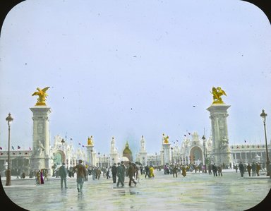 <em>"Paris Exposition: Pont Alexandre III and the Esplanades des Invalides, Paris, France, 1900"</em>, 1900. Lantern slide 3.25x4in, 3.25 x 4 in. Brooklyn Museum, Goodyear. (Photo: Brooklyn Museum, S03i2137l01.jpg