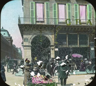 <em>"Paris Exposition: Rue de Rivoli, Arcades, Paris, France, 1900"</em>, 1900. Lantern slide 3.25x4in, 3.25 x 4 in. Brooklyn Museum, Goodyear. (Photo: Brooklyn Museum, S03i2138l01.jpg