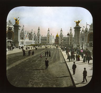 <em>"Paris Exposition: Esplanade des Invalides, Paris, France, 1900"</em>, 1900. Lantern slide 3.25x4in, 3.25 x 4 in. Brooklyn Museum, Goodyear. (Photo: Brooklyn Museum, S03i2149l01_SL1.jpg