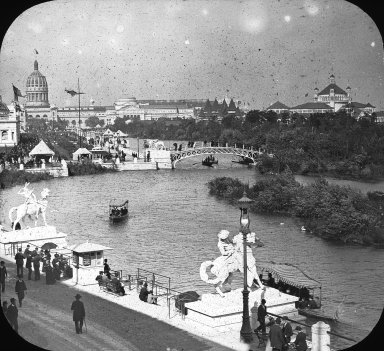 <em>"World's Columbian Exposition: Lagoon, Chicago, United States, 1893"</em>, 1893. Lantern slide 3.25x4in, 3.25 x 4 in. Brooklyn Museum, Goodyear. (Photo: Brooklyn Museum, S03i2219l01.jpg