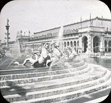 <em>"World's Columbian Exposition: MacMonnies Fountain, Chicago, United States, 1893"</em>, 1893. Lantern slide 3.25x4in, 3.25 x 4 in. Brooklyn Museum, Goodyear. (Photo: Brooklyn Museum, S03i2229l01.jpg
