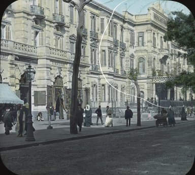 <em>"Shepherd's Hotel, Cairo, Egypt"</em>. Lantern slide 3.25x4in, 3.25 x 4 in. Brooklyn Museum, Goodyear. (Photo: T.H. McAllister, S03i2355l01.jpg