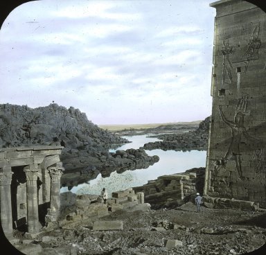 <em>"Philae, Egypt"</em>. Lantern slide 3.25x4in, 3.25 x 4 in. Brooklyn Museum, Goodyear. (Photo: Joseph Hawkes, S03i2377l01.jpg