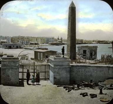 <em>"Cleopatra's Needle, Alexandria, Egypt"</em>. Lantern slide 3.25x4in, 3.25 x 4 in. Brooklyn Museum, Goodyear. (Photo: Brooklyn Museum, S03i2380l01.jpg