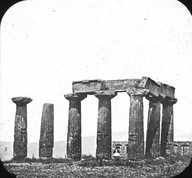 <em>"Temple, Corinth, Greece"</em>. Lantern slide 3.25x4in, 3.25 x 4 in. Brooklyn Museum, Goodyear. (Photo: J.B. Colt, S03i2472l01.jpg