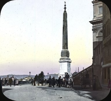 <em>"Church of the Trinita de Monte, Rome, Italy"</em>. Lantern slide 3.25x4in, 3.25 x 4 in. Brooklyn Museum, Goodyear. (Photo: T.H. McAllister, S03i2718l01.jpg