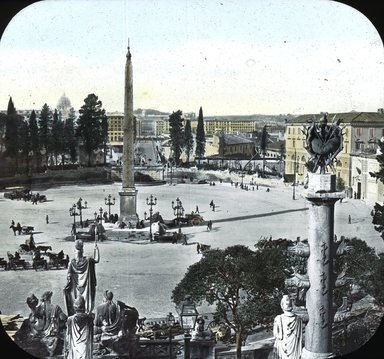 <em>"Piazza del Popolo, Rome, Italy"</em>. Lantern slide 3.25x4in, 3.25 x 4 in. Brooklyn Museum, Goodyear. (Photo: T.H. McAllister, S03i2720l01.jpg