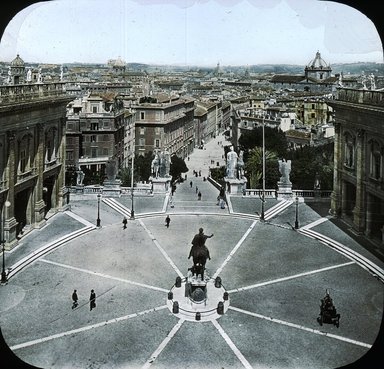 <em>"Capitoline Hill, Rome, Italy"</em>. Lantern slide 3.25x4in, 3.25 x 4 in. Brooklyn Museum, Goodyear. (Photo: J. Levy cie, S03i2738l01.jpg