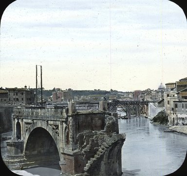 <em>"Ponte Roco, Rome, Italy"</em>. Lantern slide 3.25x4in, 3.25 x 4 in. Brooklyn Museum, Goodyear. (Photo: T.H. McAllister, S03i2791l01.jpg