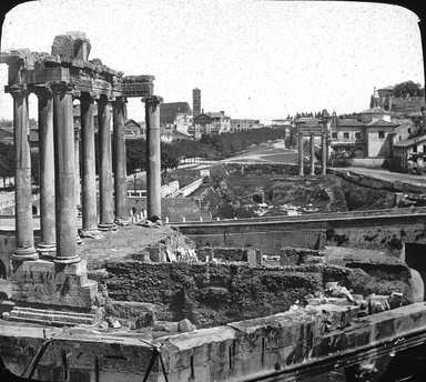 <em>"Temple of Saturn, Rome, Italy"</em>. Lantern slide 3.25x4in, 3.25 x 4 in. Brooklyn Museum, Goodyear. (Photo: Brooklyn Museum, S03i2800l01.jpg