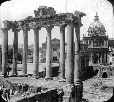 <em>"Temple of Saturn, Rome, Italy"</em>. Lantern slide 3.25x4in, 3.25 x 4 in. Brooklyn Museum, Goodyear. (Photo: T.H. McAllister, S03i2801l01.jpg