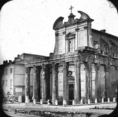 <em>"Temple of Antonius and Faustina, Rome, Italy"</em>. Lantern slide 3.25x4in, 3.25 x 4 in. Brooklyn Museum, Goodyear. (Photo: Brooklyn Museum, S03i2805l01.jpg